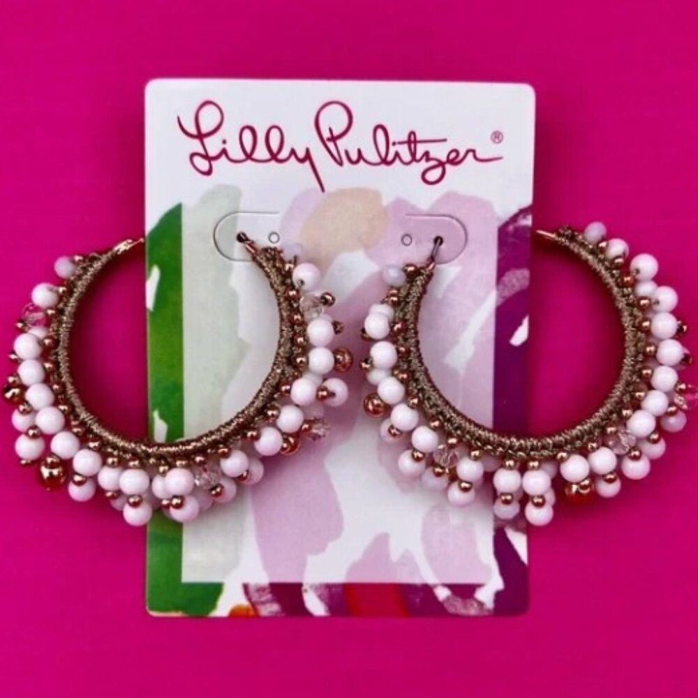Lilly Pulitzer Resort Pearl Hoop Earrings White Gold